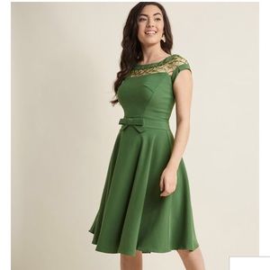 ModCloth with only a wink a-line dress in peridot